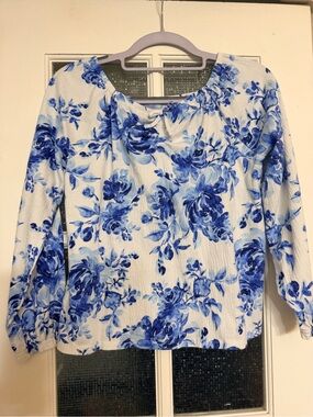 Children’s Place Girl Blue Floral Long-Sleeve Top